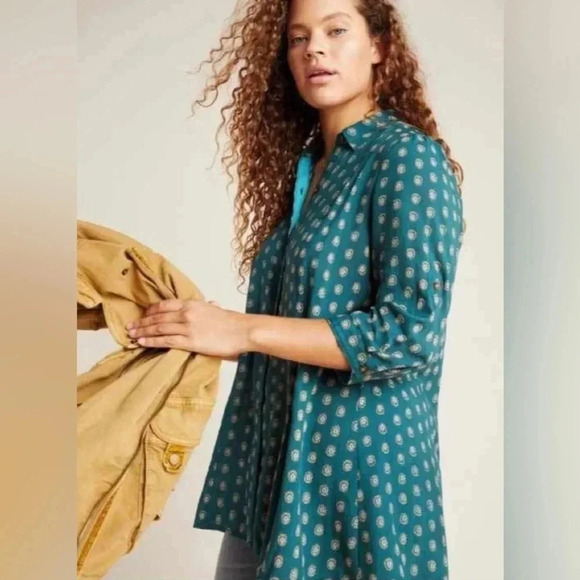 Mauve By Anthropologie Button Down Shirt Roll Tab Sleeves Size XS - Picture 2 of 10